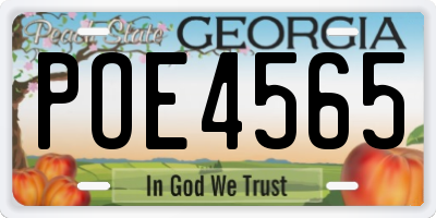 GA license plate POE4565