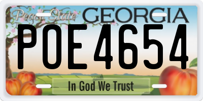 GA license plate POE4654