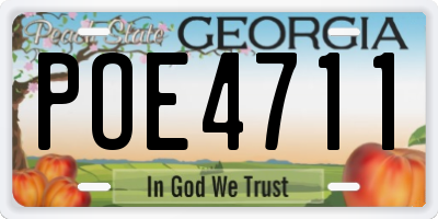 GA license plate POE4711