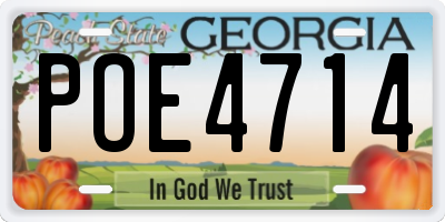 GA license plate POE4714