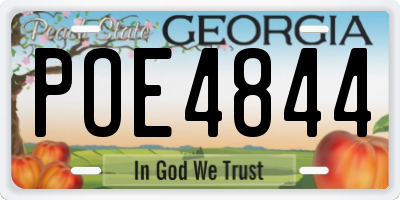 GA license plate POE4844