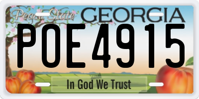 GA license plate POE4915
