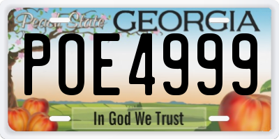 GA license plate POE4999