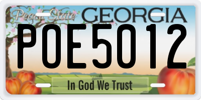 GA license plate POE5012