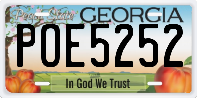GA license plate POE5252