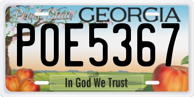 GA license plate POE5367