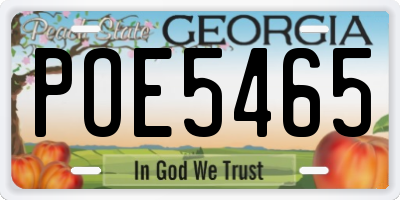 GA license plate POE5465