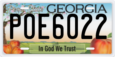 GA license plate POE6022