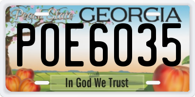 GA license plate POE6035