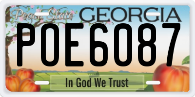 GA license plate POE6087