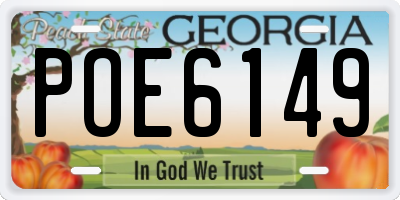 GA license plate POE6149