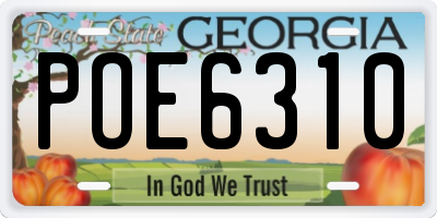 GA license plate POE6310