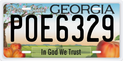 GA license plate POE6329