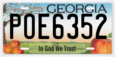 GA license plate POE6352