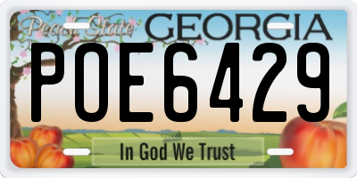 GA license plate POE6429
