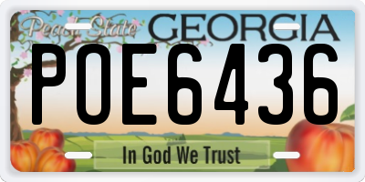 GA license plate POE6436