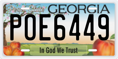 GA license plate POE6449