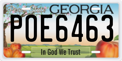 GA license plate POE6463