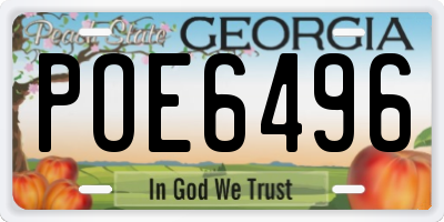 GA license plate POE6496