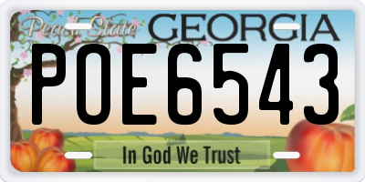 GA license plate POE6543