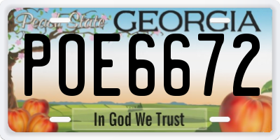 GA license plate POE6672