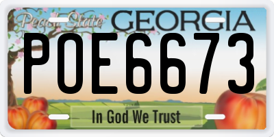GA license plate POE6673