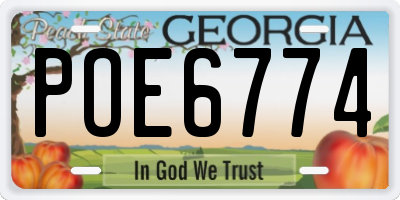 GA license plate POE6774