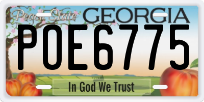 GA license plate POE6775