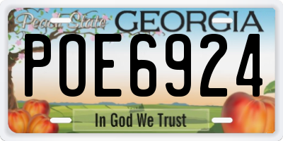 GA license plate POE6924