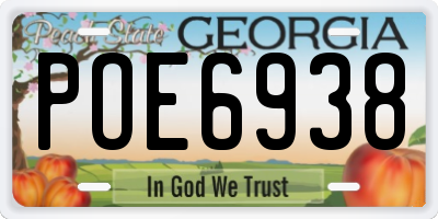 GA license plate POE6938