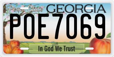 GA license plate POE7069