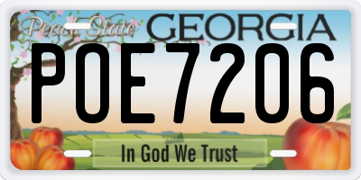 GA license plate POE7206