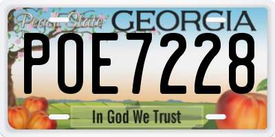 GA license plate POE7228