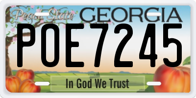 GA license plate POE7245