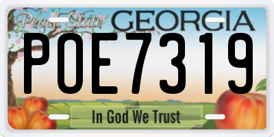 GA license plate POE7319
