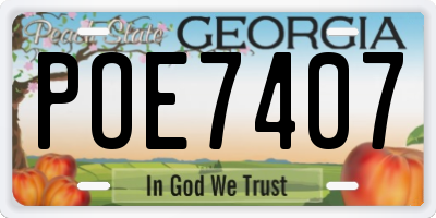 GA license plate POE7407