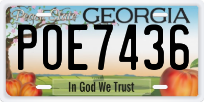 GA license plate POE7436