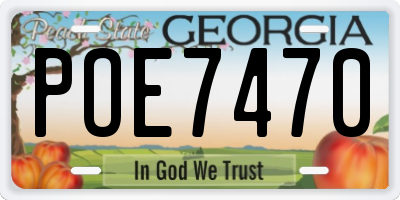 GA license plate POE7470