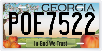 GA license plate POE7522