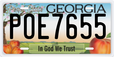GA license plate POE7655