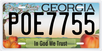 GA license plate POE7755