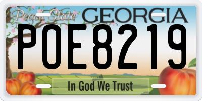 GA license plate POE8219