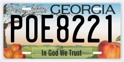 GA license plate POE8221