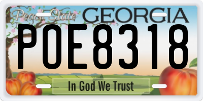 GA license plate POE8318