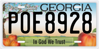 GA license plate POE8928