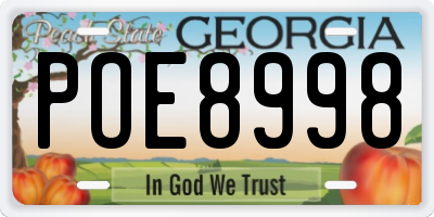 GA license plate POE8998