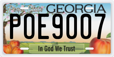 GA license plate POE9007