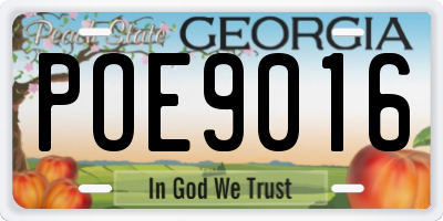 GA license plate POE9016
