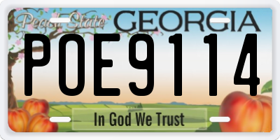GA license plate POE9114