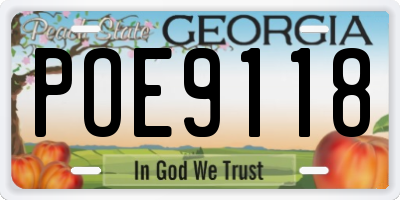GA license plate POE9118